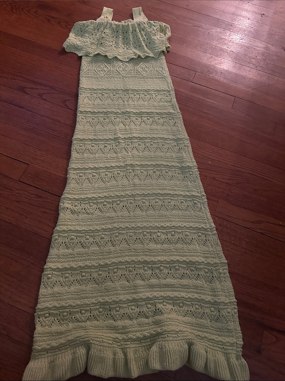 Zara Mint Green Crochet Knit Dress S Stretchy